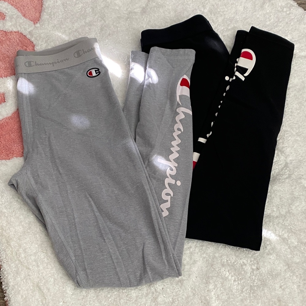 Champion Women's Leggings in Black and Gray Small Bottom